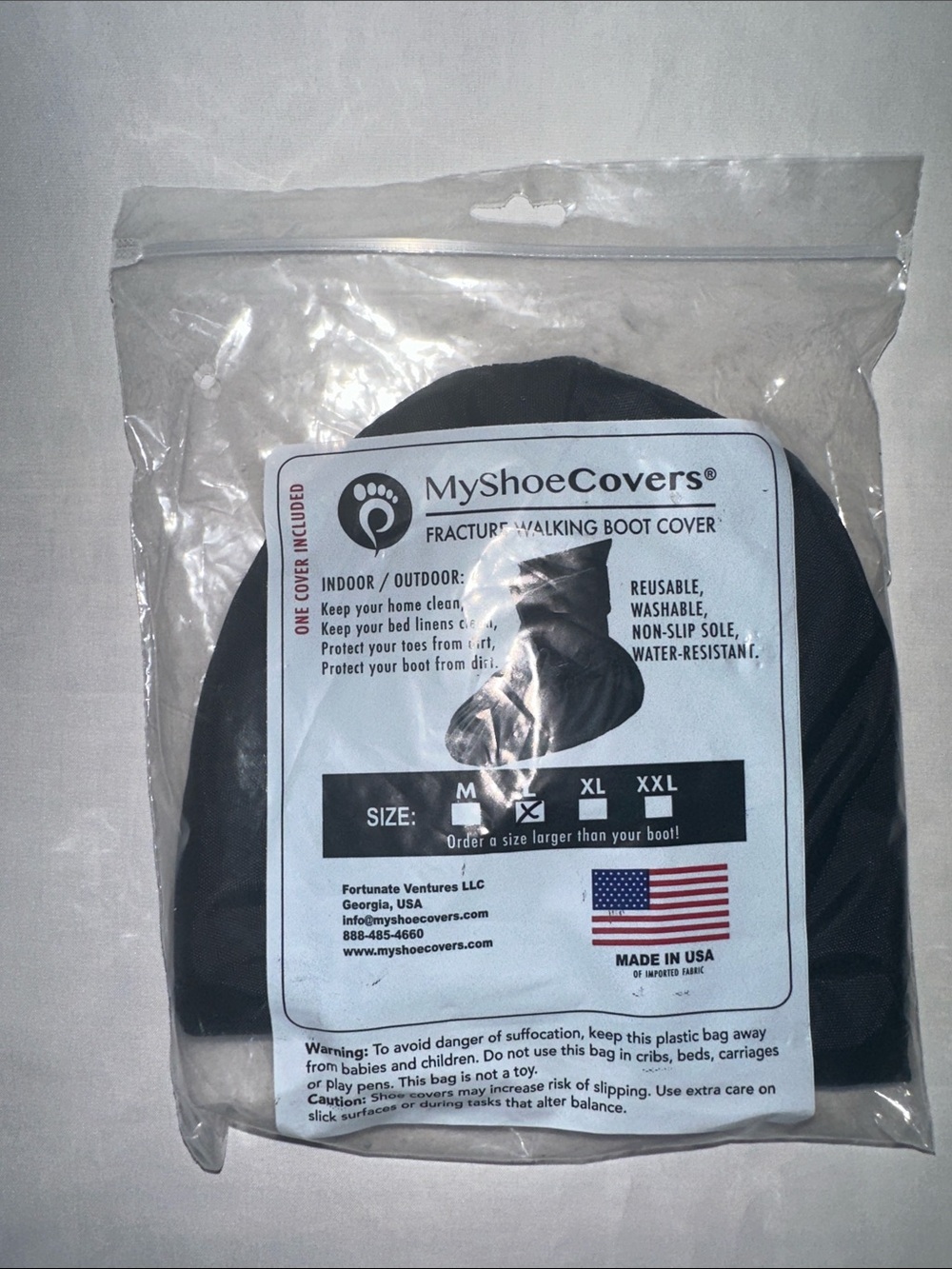 MyShoeCovers Fracture Walking Boot Cover Black Size L Reusable Water Resisant